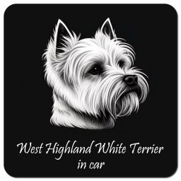 イラスト付 Dog in Car ウェストハイランドホワイトテリア Aタイプ カーサイン 車 マグネットステッカー 犬 マグネット 強力 13x13cm 正方形 おしゃれ かわいい ドラレコステッカー 安全対策 危険運転 煽り運転 アニマル 動物 犬種別 屋外 防水 屋内