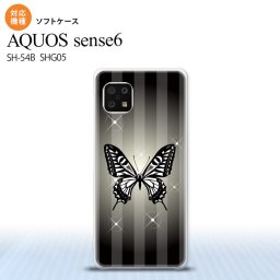 SH-54B SHG05 AQUOS sense6 スマホケース ソフトケース バタフライ 蝶 E 黒 メンズ レディース nk-sens6-tp315