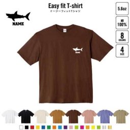 サメ  名入れイージーフィットTシャツ ビッグシルエット ワイドTシャツ ゆったりめ ラージ 韓国風 アメカジ トレンド レイヤード だぼだぼ B系 ストリート系