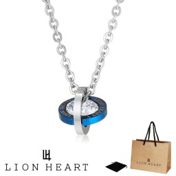 正規品 送料無料 ライオンハート LION HEART ペンダント ネックレス LHMN002SBL ステンレス 316L サージカルステンレス ペアライン キュービックジルコニア ダブルリング モチーフ メンズ ブルー シルバー 男性 ギフト プレゼント おすすめ 誕生日 クリスマス バレンタイン お祝い