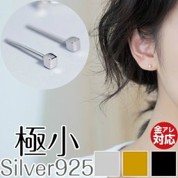 【ご家庭用梱包】極小ピアス 2mm スクエア 小さいピアス 目立ちにくい 極小 小さい シンプルピアス シンプル セカンドピアス シルバー 925 アレルギー対応 ピアス