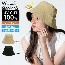 UVカット 帽子 Wpc. レディース バケットハット 遮光100% 完全遮光 UPF50+ 接触冷感 撥水 つば広 あご紐付き サイズ調整 飛ばない 涼しい 軽量 洗える 紫外線対策 折りたたみ コンパクト 持ち運び 自転車 通勤 野外 屋外 作業 春 夏 おしゃれ シンプル ブラック ベージュ