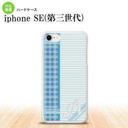 iPhoneSE 3 iPhoneSE 3 スマホケース ハードケース チェック ボーダー 青 +アルファベット メンズ レディース nk-ise3-1604i