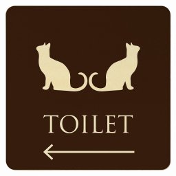 14x14cm トイレ 御手洗 TOILET トイレマーク ねこ 猫 ネコ ブラウン ナチュラル 男女マーク 左 矢印 ピクトサイン 木製ドアサイン ドアプレート インテリア 施設 案内