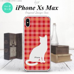 iPhoneXsMax iPhone XS Max スマホケース ハードケース 猫 チェック B 赤 メンズ レディース nk-ixm-952