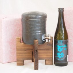 国産美濃焼 焼酎サーバー1200cc木代付セット(13.5×15.5cm 1.6kg)井上酒造 本格麦焼酎 濃香百助 (大分県) 720ml