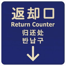 9x9cm 返却口 文字タイプ 多言語 英語 中国語 韓国語 対応 ブルー 下矢印 木製プレート 正方形 商業施設 飲食店 旅館 ホテル レンタル イベント表示 場所 掲示 案内板 ピクトサイン