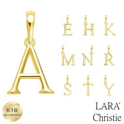 ネックレス ペンダントトップ K18 18金イニシャル アルファベット チャーム お守りジュエリー 重ね付け 華奢 A E H K M N R S T Y LARA Christie ララクリスティー 誕生日プレゼント