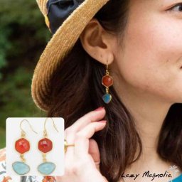 ピアス フックピアス 天然石 大人 ハワイ アクセサリー 海 メタル プレゼント カーチオニピアス レッドオニキス RED ONYX