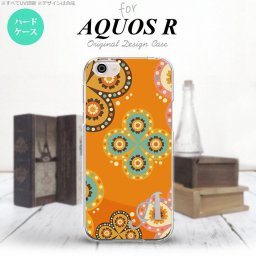 【SH03J】【スマホケース/スマホカバー】【アクオス R】SH03J スマホケース AQUOS R ケース アクオス R イニシャル エスニック花柄 オレンジ nk-sh03j-1585ini【メール便送料無料】