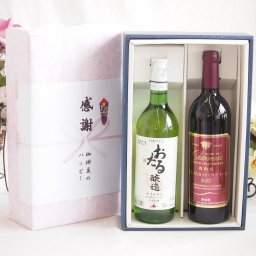 実りの秋の贈り物 感謝の贈り物ボックス おたる生葡萄100%ナイアガラワインと国産ワイン2本セット(樽熟成穂坂マスカットベーリーA赤ワイン ミディアム(山梨県)750mlナイアガラ白ワイン やや甘口(北海道)720ml