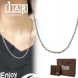正規品 ショッパー付き 1AR by UNOAERRE 真鍮 アズキチェーン ネックレス メンズ レディース ユニセックス ホワイトシルバー シンプル おしゃれ プレゼント ギフト アクセサリー 男性 女性 誕生日 結婚記念日 贈り物 成人 卒業 入学