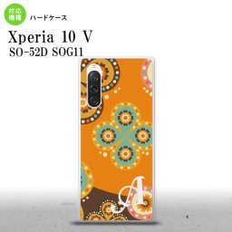 Xperia10V Xperia10V スマホケース 背面ケース ハードケース エスニック 花柄 オレンジ 茶 +アルファベット 2023年 7月発売 nk-xp105-1584i