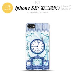 iPhoneSE 2 第二世代 iPhone8&iPhone7 共用 スマホケース 背面カバー ソフトケース 時計 妖精 青 おしゃれ かわいい かっこいい メンズ レディース nk-ise2-tp1257