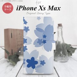 iPhone XS Max 手帳型 スマホ ケース カバー アイフォン 花柄・サクラ 青【アイフォーン XS マックス,iPhone,XS,Max,メール便 送料無料】