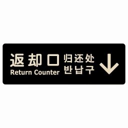 18x6cm 返却口 文字タイプ 多言語 英語 中国語 韓国語 対応 ブラック 上矢印 木製プレート 長方形 商業施設 飲食店 旅館 ホテル レンタル イベント表示 場所 掲示 案内板 ピクトサイン