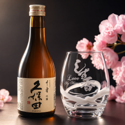 退職 異動 名入れ　酒　ギフト　母の日　父の日　誕生日プレゼント　SALE価格　グラス　コップ 【 ホワイトマーブルグラス 　久保田 千寿 300ml 茶瓶　ギフトセット 】