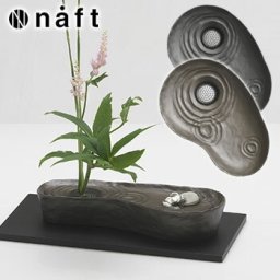 naft 水盤 雫影 しずか かたかご[床の間などに飾るまるで日本庭園のような水紋がおしゃれなミニ水盤 リビングの和風アレンジにコンパクトな生け花(花)の花器 正月飾りや床の間飾りのフラワーベースに]