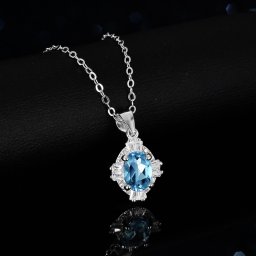 ネックレス レディース モアサナイト ホワイト ブルー シルバー925 シルバー 1ct kj114