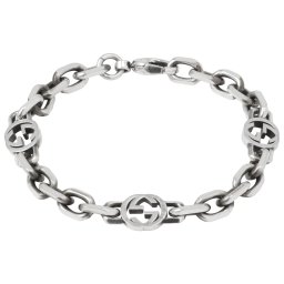 グッチ GUCCI インターロッキングG エイジング フィニッシュ チェーン ブレスレット スターリングシルバー 620798 J8400 0811 メンズ シルバー