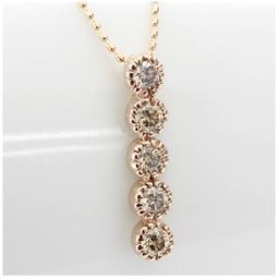 【送料無料】ダイヤモンド ネックレス 一粒 K18 シャンパンブラウン ダイヤモンド ペンダント ネックレス 0.5ct　＜ファイブストーンデザイン＞ ダイヤ 