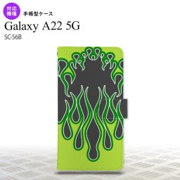 SC-56B Galaxy A22 手帳型スマホケース カバー ファイヤー 炎 黒 緑  nk-004s-a22-dr1305