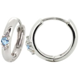 メンズ ピアス リング フープピアス プラチナ シンプル ブルートパーズ 片耳 父の日 2024