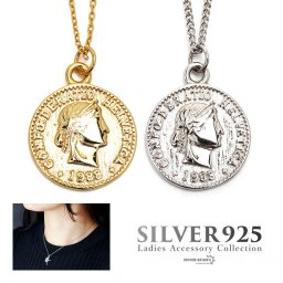 シルバー925 レディース 18K GP コインネックレス ヘルヴェティア女神 スイス 20ラッペン 極細チェーン シンプル ゴールド シルバー gold silver 金 銀 ペンダント 金属アレルギー対応 女性