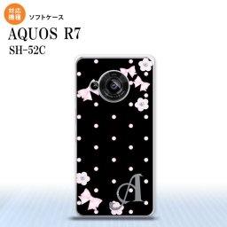SH-52C AQUOS R7 スマホケース 背面ケースソフトケース 花柄 ドット リボン 黒 +アルファベット 2022年 7月発売 nk-r7-tp352i