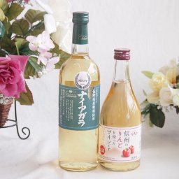 長野県産葡萄ナイアガラ種使用ワインと国産ワイン2本セット(信州のりんごを使ったワインです甘口(長野県)500mlナイアガラやや甘口白ワイン(山梨県)720ml