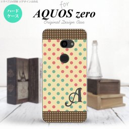 AQUOS zero アクオス ゼロ 801SH スマホケース カバー ハードケース ドット・水玉 ベージュ×ミント イニシャル 対応 nk-801sh-1647i[スマホ,スマホケース,スマホカバー,ケース,カバー,ジャケット]