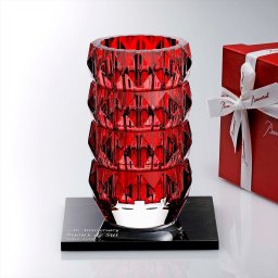 Baccarat バカラ ルクソール ベース Mサイズ ラウンド レッド 23cm・大理石 台座 Lサイズ オリジナルセット 名入れ彫刻代込み 名入れ 彫刻 刻印 ギフト プレゼント お祝 記念日 花瓶 ベース 企業 就任 受賞 法人 記念品 正規品 開店祝 周年 オブジェ 置物