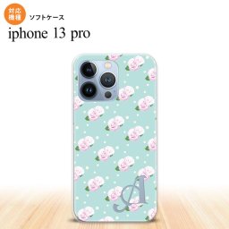 iPhone13 Pro iPhone13Pro ケース ソフトケース 花柄 バラ ドット 水色 +アルファベット iPhone13Pro専用 nk-i13p-tp261i