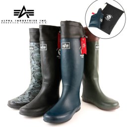ラバーブーツ レインブーツ ALPHA INDUSTRIES INC. アルファ インダストリーズ 通販 メンズ 紳士用 男子 男性 パッカブル ARMY アーミー XS 23cm S 24cm M 25cm L 26cm LL 27cm LLL 28cm 2L 3L コンパクト 持ち運び 携帯 ブラック 黒 ネイビー 紺 グレーカモ 迷彩 カーキ