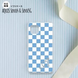 sense4 sense5 Aquos sense4/5 スマホケース ソフトケース スクエア 白 青 +アルファベット メンズ レディース nk-sens4-tp766i