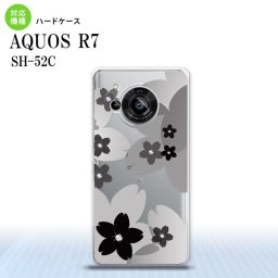 SH-52C AQUOS R7 スマホケース 背面ケース ハードケース 花柄 サクラ B 黒 2022年 7月発売 nk-r7-055