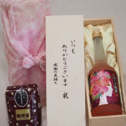 贈り物いつもありがとう木箱と珈琲豆セットオススメ珈琲豆(特注ブレンド200g)中埜酒造 ローズ梅酒 (愛知県) 720ml
