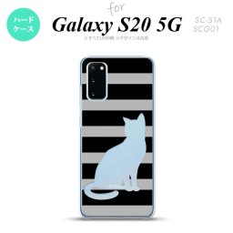 SC-51A SCG01 Galaxy S20 スマホケース ハードケース 猫 ボーダー B 黒 メンズ レディース nk-s20-962