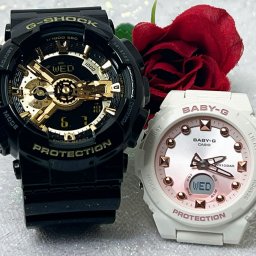 恋人たちのGショック ペアウオッチ G-SHOCK BABY-G ペア腕時計 カシオ 2本セット GA-110GB-1AJF BGA-320-7A1JF 電池式  アナデジ   ラッピング無料 手書きのメッセージカード クリスマス プレゼント 誕生日 御祝い還暦 銀婚式 結婚記念日 婚約