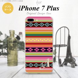 【iPhone7plus】【スマホケース/スマホカバー】【アイフォン7plus】iPhone7plus スマホケース カバー アイフォン7plus ソフトケース イニシャル エスニックボーダー ピンク nk-i7plus-tp1561ini【メール便送料無料】
