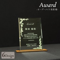 表彰楯 表彰 盾 表彰状 プレート オリジナル オーダー トロフィー ガラス 色 アクリル 感謝状 記念品 記念日 退官記念 化粧箱 入り 選べる