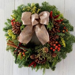 【送料無料】森林の香りたっぷり 生花もみの木リース ４５cm クリスマスリース 生 もみの木 完成品 【ボリュームたっぷり】
