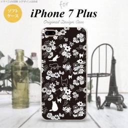 【iPhone7plus】【スマホケース/スマホカバー】【アイフォン7plus】iPhone7plus スマホケース カバー アイフォン7plus ソフトケース 猫と花 黒 nk-i7plus-tp1725【メール便送料無料】