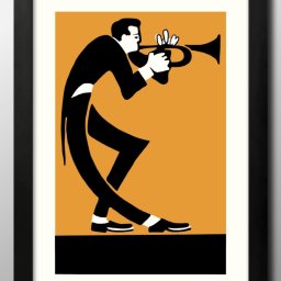 ジャズ トランペット A3 サイズ ポスター アート おしゃれ 絵画 インテリア 北欧 イラスト マット紙 艶消し アートパネル 額 フレーム デザイン 壁掛け ギフト 新築祝い ディスプレイ 引越し祝い　新生活　空間デザイン 