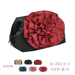 ポーチ かわいい 化粧ポーチ コスメ メイク ワイヤーポーチ 薔薇 ローズモティーフ