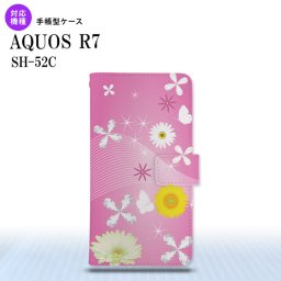 SH-52C AQUOS R7 手帳型スマホケース カバー 花柄 ミックス ピンク  nk-004s-r7-dr275