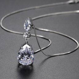 ネックレス キュービックジルコニア 真鍮 ホワイト ブルー シルバー 大人気 ベネチアンチェーン カニカン ペア ドロップ 40+5cm 揺れる ゆれる エレガント n19092518