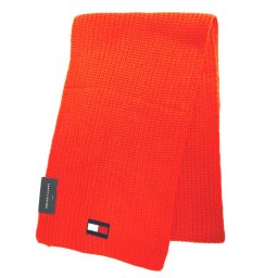 トミーヒルフィガー TOMMY HILFIGER マフラー メンズ レディース H8C83203 800 ロゴ刺繍 ニット ロング スカーフ オレンジ