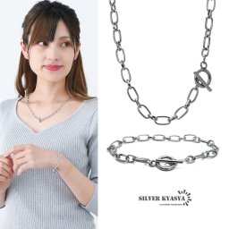 ネックレス ブレスレット 2点セット レディース マンテル チェーンブレスレット チェーンネックレス 女性 フィガロチェーン シルバー ステンレス 金属アレルギー対応