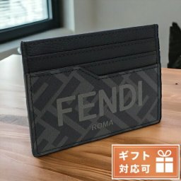 フェンディ カードケース メンズ FENDI カーフレザー、PVC イタリア 7M0333 グレー系 ブラック 財布 プレゼント 実用的
